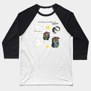 Picasso Inspired Collage Skull Baseball T-Shirt